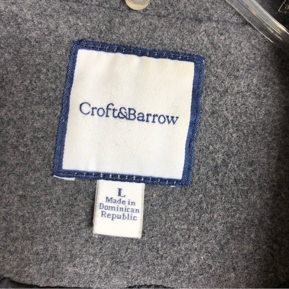 CROFT & BARROW Gray Wool Blend Classic Mid Length Button Up Pea Coat L - Picture 7 of 11